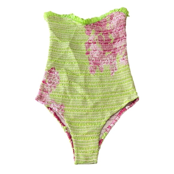 Rococo Sand Leia Bodysuit - Stretchy Smocked- green/pink - XS - Picture 2 of 11